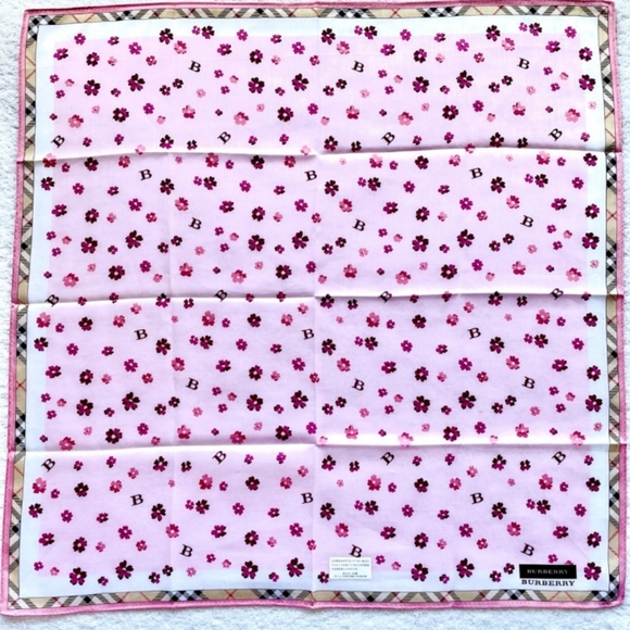 💜 Burberry "Pansies" Lilac Nova Check Mini Scarf Handkerchief NWT * - Picture 1 of 9